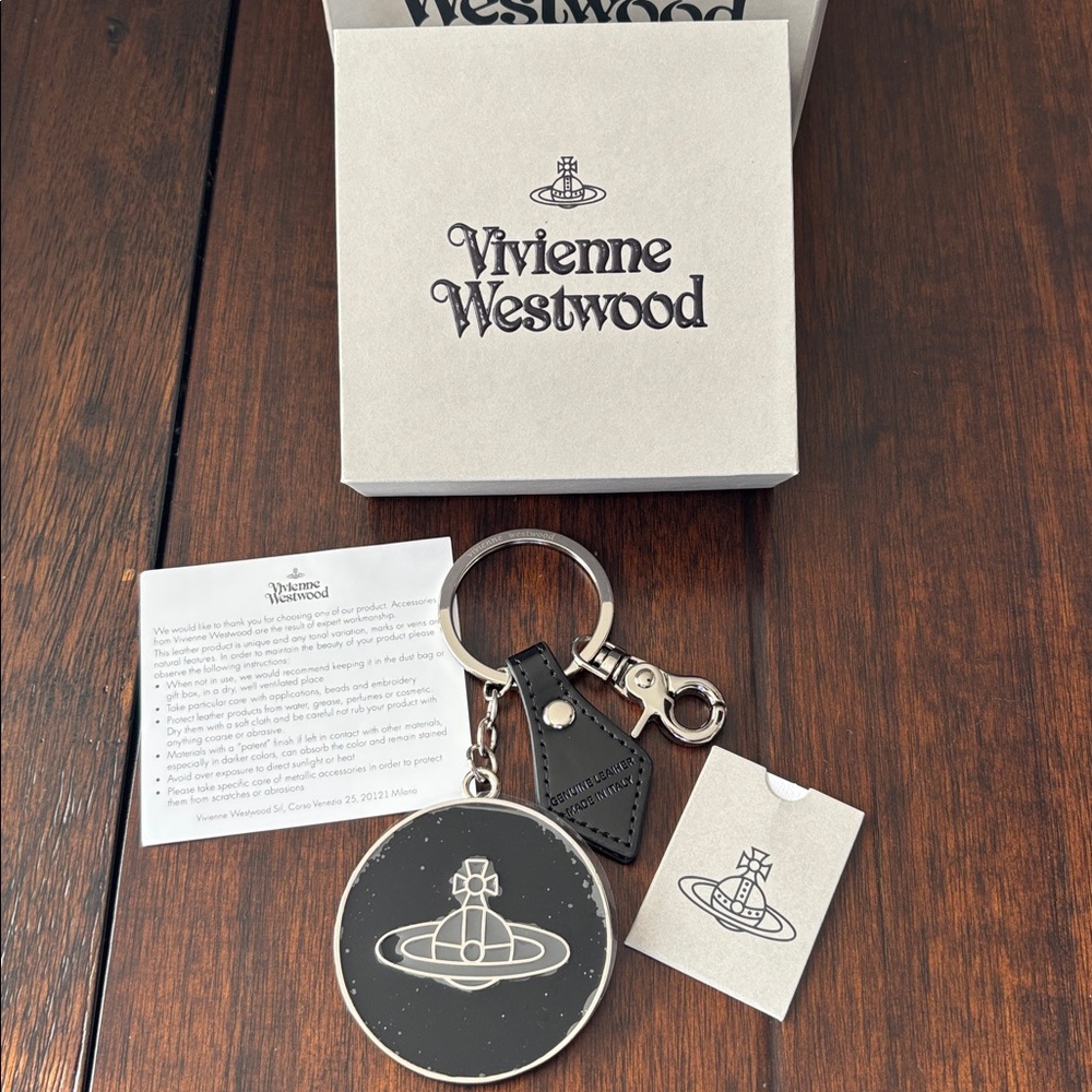 New in box Vivienne Westwood Black and Silver Keychain/bag charm